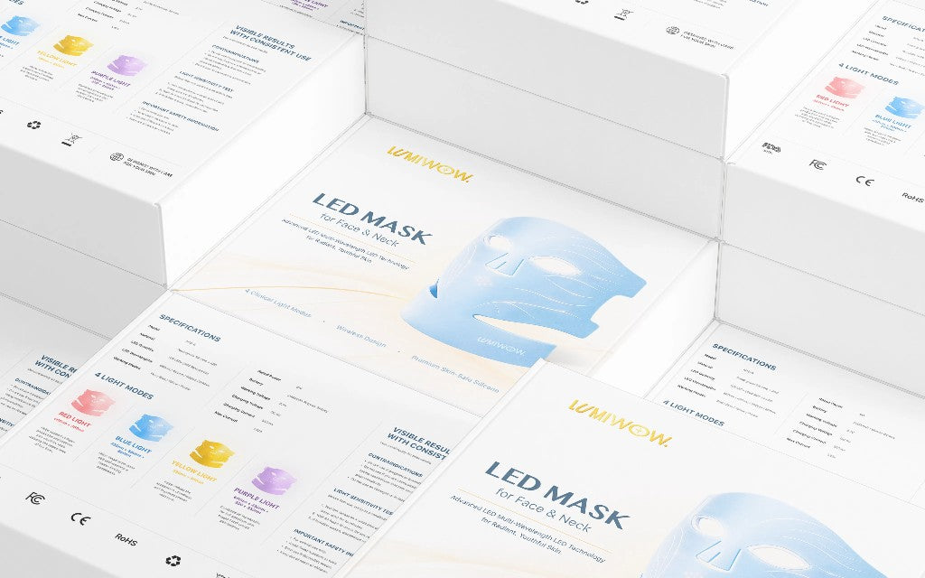 LUMIWOW LED face mask packaging and accessories